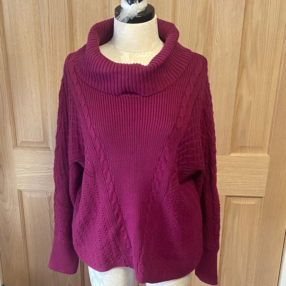 Chico's Rich Berry Cowl Neck Sweater